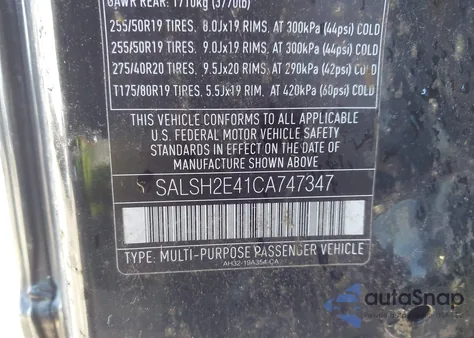 2012 Land Rover Range Rover Sport Supercharged from USA, damaged, VIN SALSH2E41CA747347